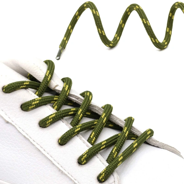 GRAH SANGRAH® (2 Pair) Shoelaces for Hiking Shoes, Outdoor Walking Sneakers, Outdoor Hiking, Climbing, Basketball, Work Boot, Running , Sport Shoes - 120 cm, Army Green Yellow